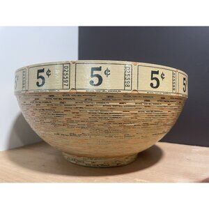 5 Cents Bowl From Ticket Stubs Recycled Upcycled Found Art Repurposed Great Gift